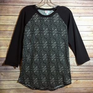 LuLaRoe Randy T-Shirt 3/4 Sleeves Black & White
